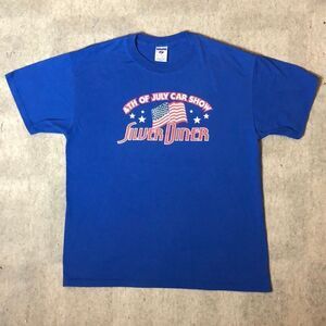 Vintage Silver Diner 4th of July Car Show T-Shirt | 2-Sided | L